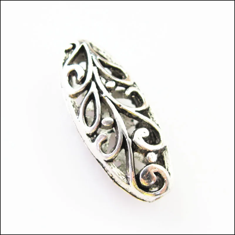 10 New Charms Oval Flower Spacer Beads 10x23.5mm Tibetan Silver Tone