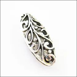 10 New Charms Oval Flower Spacer Beads 10x23.5mm Tibetan Silver Tone