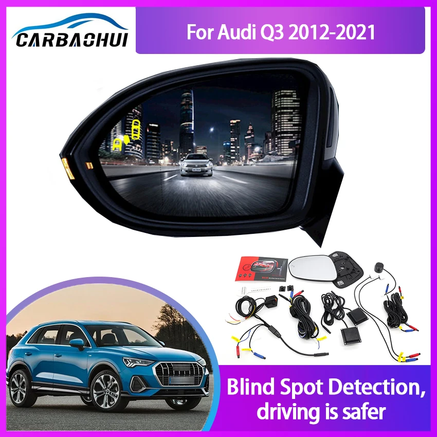 For Audi Q3 2012-2021 BSA BSM BSD Blind Spot Monitoring System 24GHZ Millimeter Waves Radar Sensor Mirror LED Light Warning