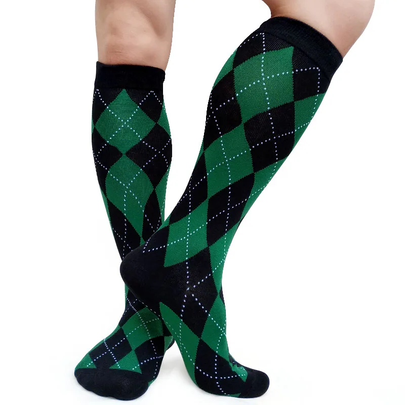 Senhores vestido formal meias xadrez joelho alto respirável masculino algodão meia mangueira meia sexy coleção masculino sox