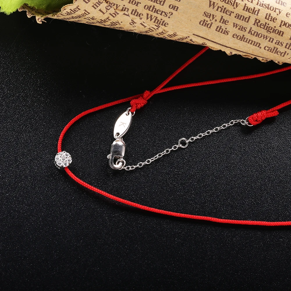 SHADOWHUNTER Original 925 Silver Crystal Pendant Necklace Red Rope Choker Simple Design Jewelry For Christmas Gift Women Collier