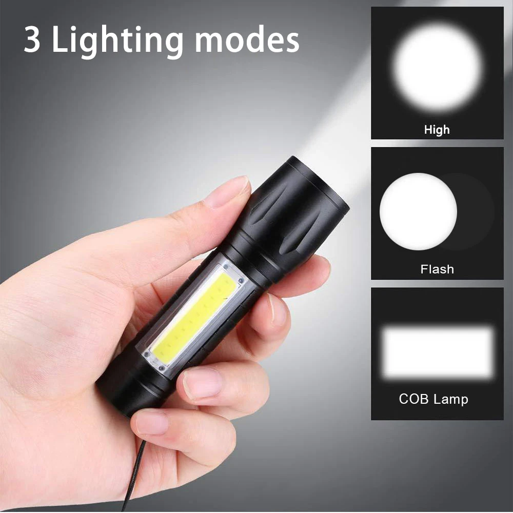 Imagem -04 - Lanterna Led à Prova Impermeável Água Luz Tática Usb Recarregável Lanterna de Acampamento Zoomable Tocha Lâmpada para Caminhadas ao ar Livre Caça