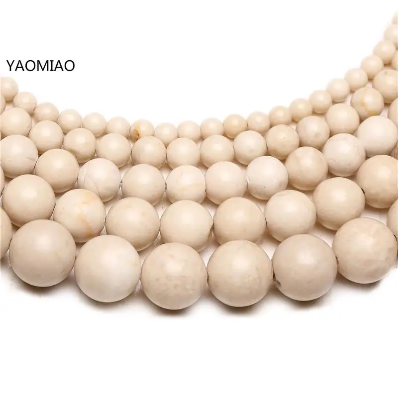 Round Ivory Beads White Loose Spacer Stone Beads For Jewelry DIY Making Bracelets Necklace Pick Size 6/8/10/12mm wholesale