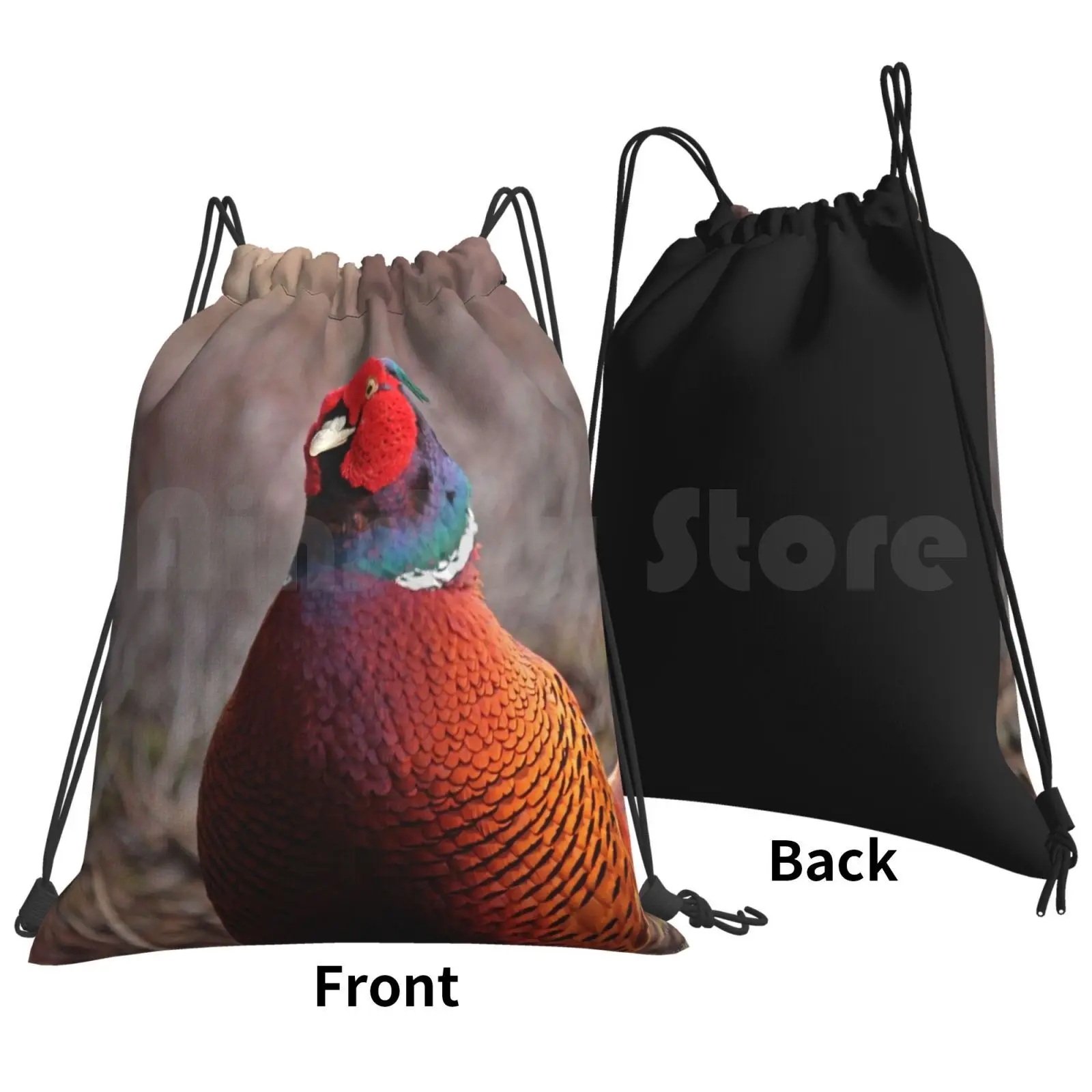 A Very Pleasant Pheasant Backpack Drawstring Bag Riding Climbing Gym Bag Pheasant Bird British Wildlife Game Bird Feathers