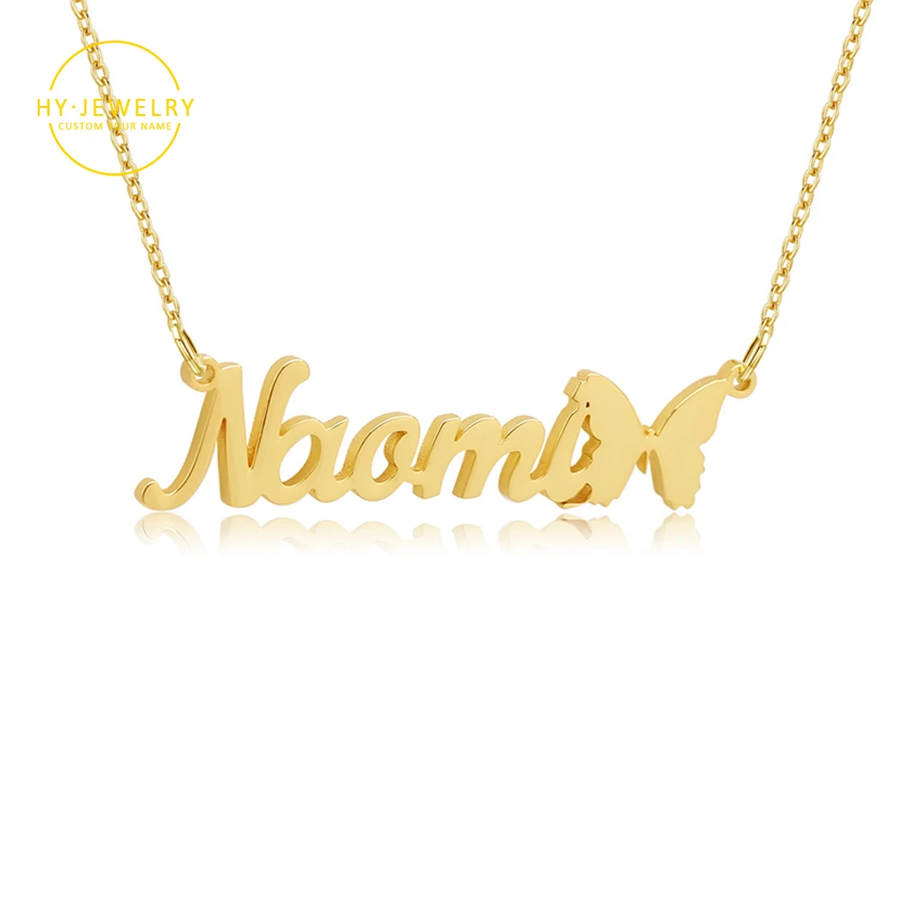 

Personalized Butterfly Name Necklace For Women Custom Gold Color Stainless Steel Name Jewelry Name Butterfly Charm Necklace Gift