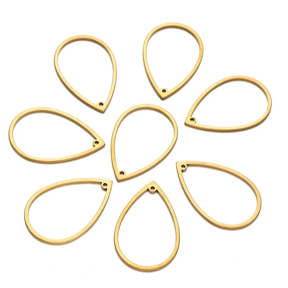 10 Stück Edelstahl-Tropfenohrring-Verbinder in Goldfarbe, Anhänger für DIY-Zubehör – Detail 5