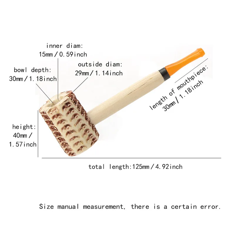 Ru 5 Pcs ORIGINAL Natural Corn Cob Smoking Pipe Portable Holder Macarthur Classic Corn Cob Pipe ae0001