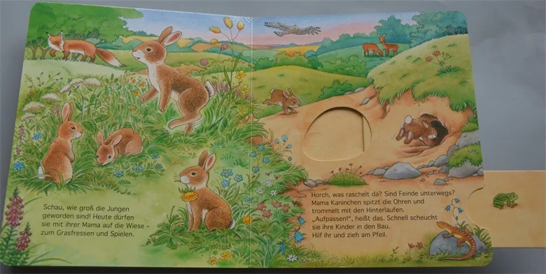 Parent Child Kids Baby Early Enlightenment Education Animal Cute Picture 3D Cardboard German Learning Reading Book Age 1 Up