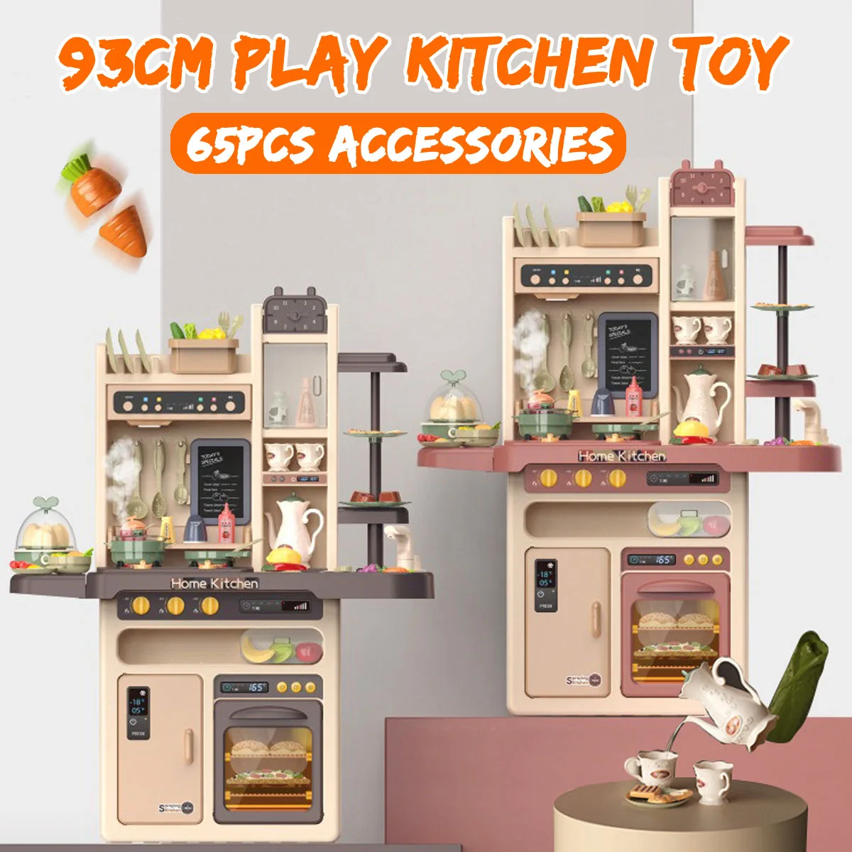 

INSTOCK 65PCS Kids Kitchen Toy Simulation Kitchen Toy Spray Water ABS Dinnerware Pretend Play Kitchen Cooking Table Set Kid Gift