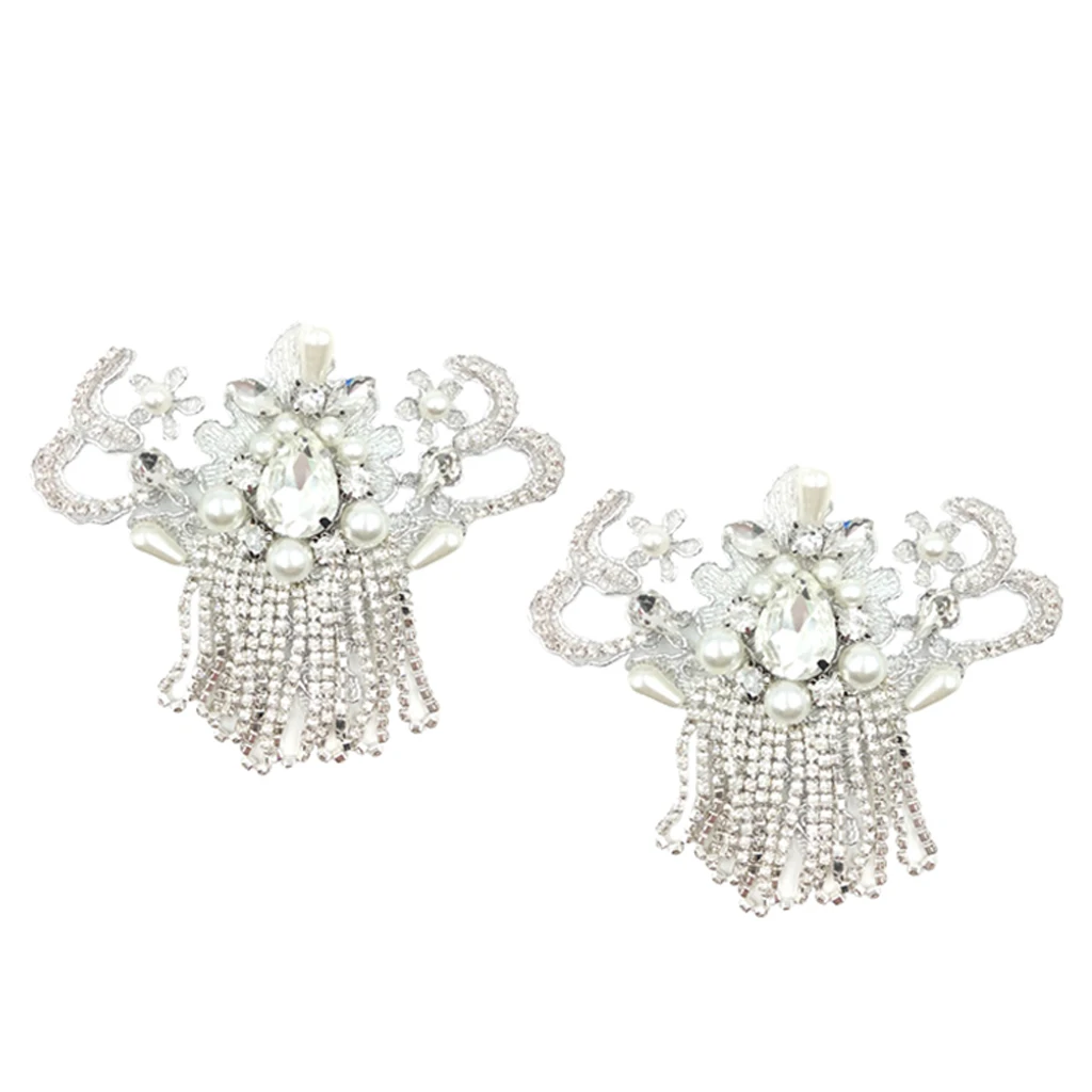 Women Crystal Flower Pearls Shoe Clips Buckles Shoe Decoration Charms 1 Pair crystal pearls shoe charms applique