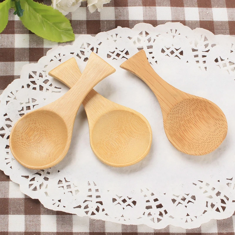300Pcs/Lot Natural Children's Soup Spoon Mini Bamboo Spoon Mini Short Handle Tea Spoon Wholesale LX3056