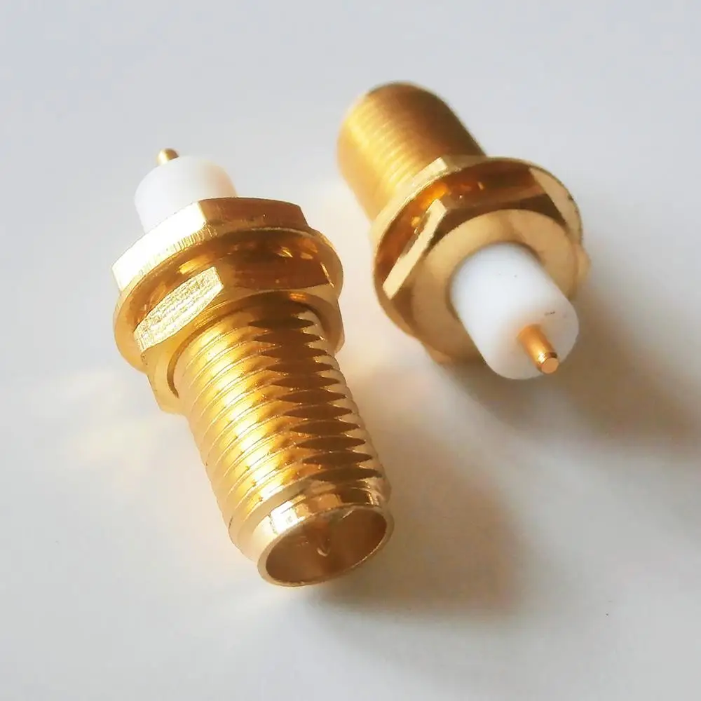 1X Pcs RP-SMA RPSMA RP SMA Female With O-ring Bulkhead Panel Nut jack Center Solder Pin Gold Plated Brass RF Adapters
