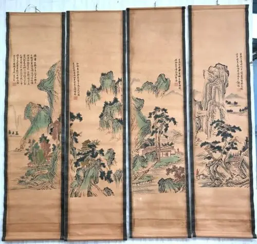 

China calligraphy Paintings Scrolls old Chinese Painting SCROLL FOUR SCREEN