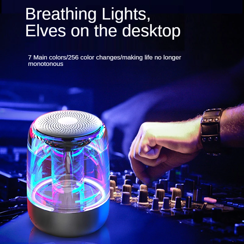 

Wireless Bluetooth Speaker Subwoofer Portable Colorful Light Vehicle Crystal Glass