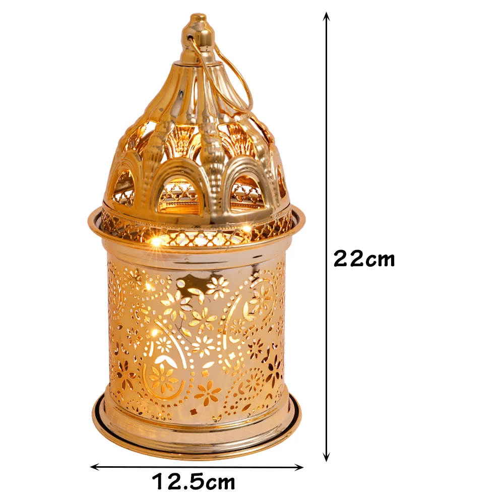 1Pc Shiny Metal Ramadan Home Decorations Lamps With Music Sing To Allah Eid Mubarak Muslim Gifts Islamic Style Candlestick Light