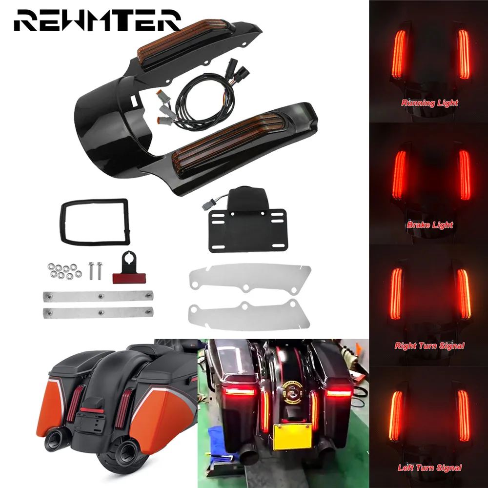 Motorcycle LED Light Rear Fender Fascia Set For Harley Touring 2014-2023 Electra Glide Street Glide Special Road King FLHR FLHX