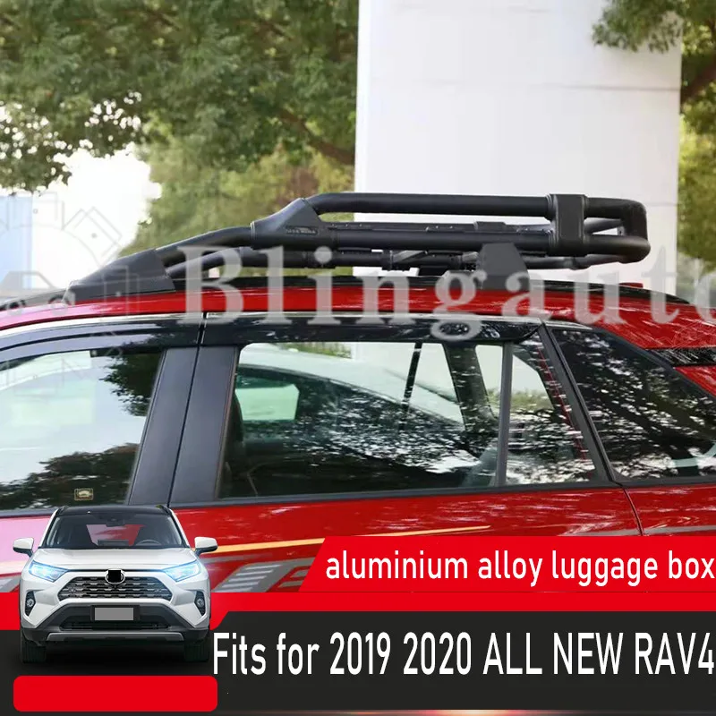 Aluminium baggage luggage Cargo Carrier box support Rooftop Basket fits for T-o-y-o-t-a RAV4 RAV 4 2019 2020 2021 2022 2023 2024