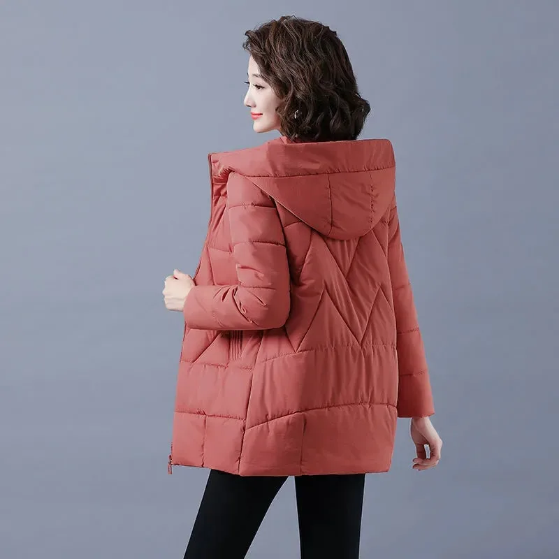 New Women's Parkas Winter Jacket Hooded Thick Warm Coat Fashion Overcoat Female Jackets Cotton Pdded Parka Outerwear 4XL