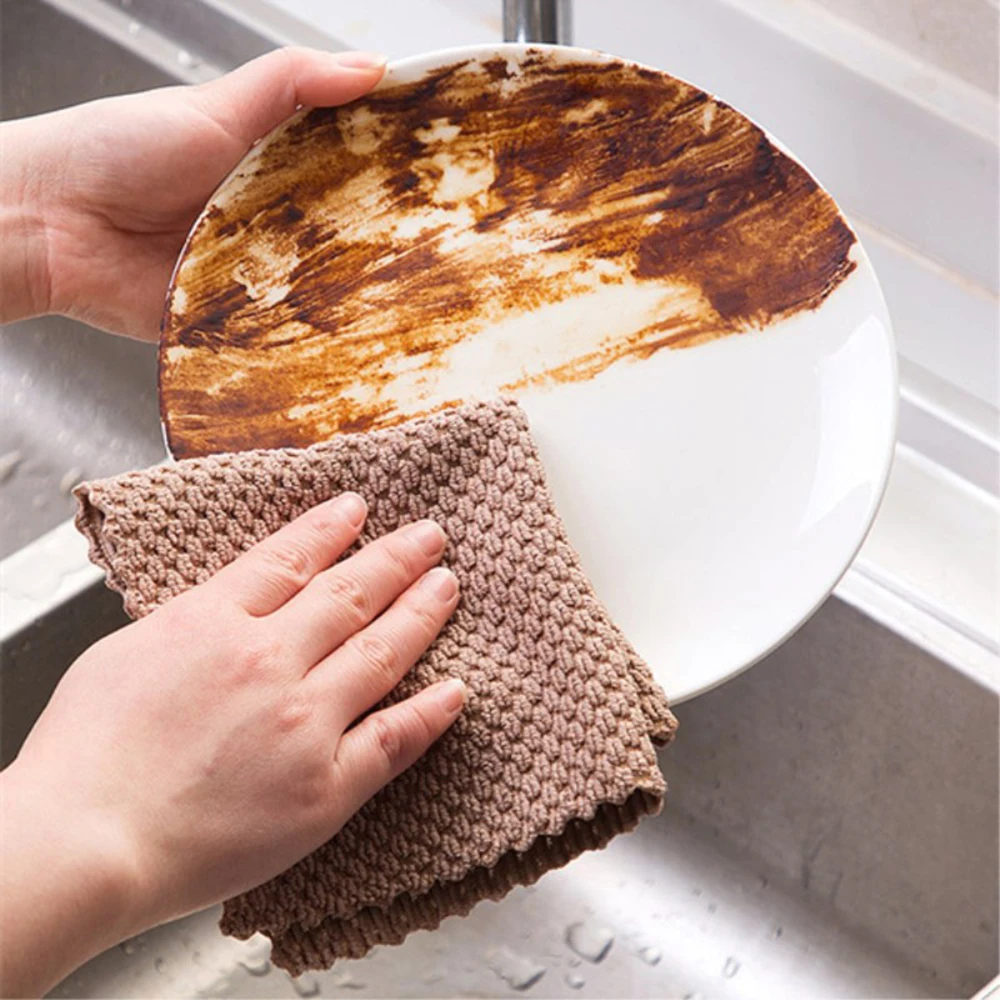 Kitchen Anti-grease wipping rags efficient Super Absorbent Microfiber Cleaning Cloth home washing dish kitchen Cleaning towel