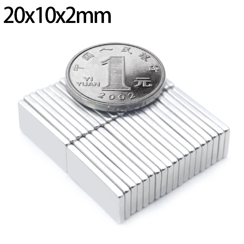 5/10/15/50 Pz 20x10x2 Magnete Al Neodimio 20mm x 10mm x 2mm N35 NdFeB Blocco Super Potente Forte Magnetico Permanente imanes
