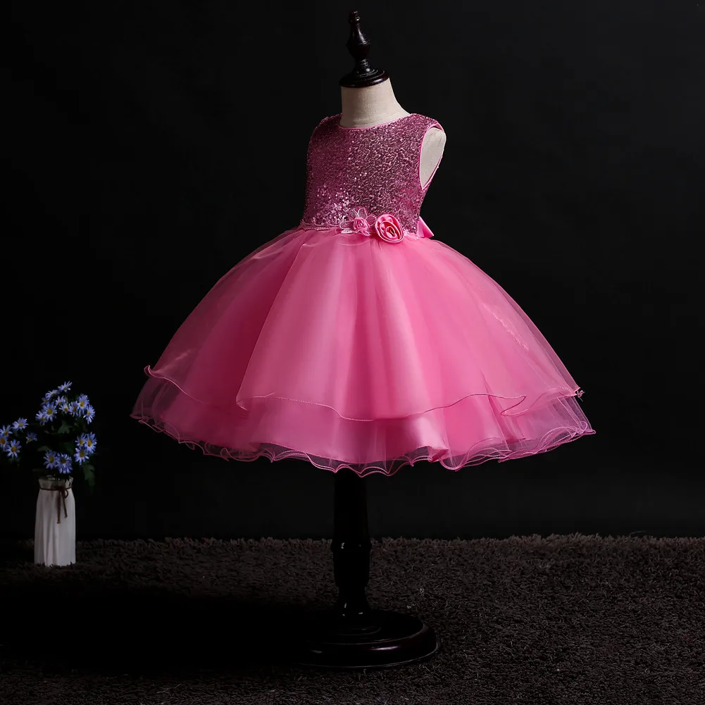 Hetiso Kids Sequined Dresses for Girls Christmas Children Clothing Princess Birthday Wedding Party Baby Girl Dress With Bow 10Y