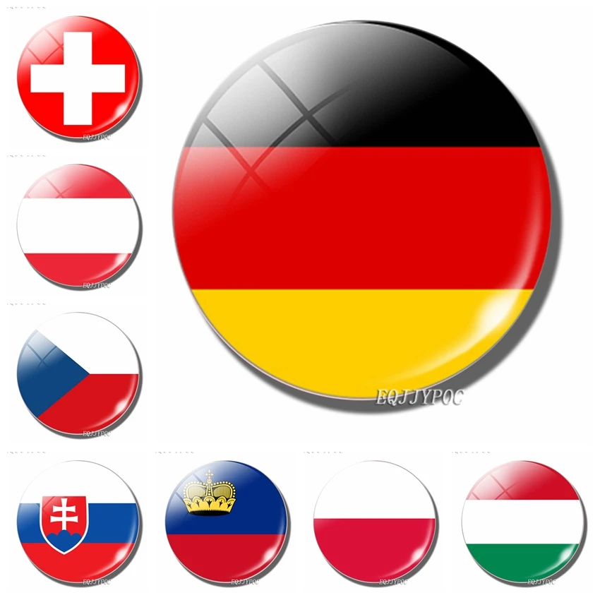 Central Europe National Flag 30MM Fridge Magnet Poland Czech Slovakia Hungary Germany Austria Switzerland Liechtenstein stickers