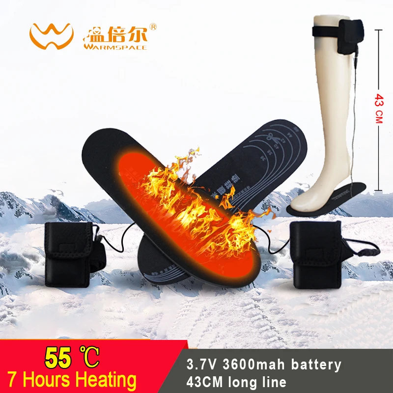 Winter Battery Shoe Pad Electric Heating Insoles With Lone Line For Boots Rechargeable Electric Heated Insoles For Ski Insole