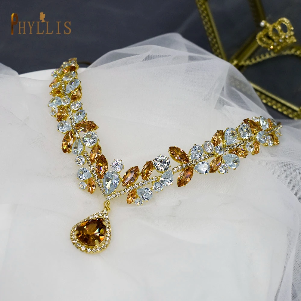 A265 Luxury Zircon Rhinestone Hairband Wedding Headpiece Baroque Bridal Crown Tiaras Hair Accessories Forehead Hair Jewelry