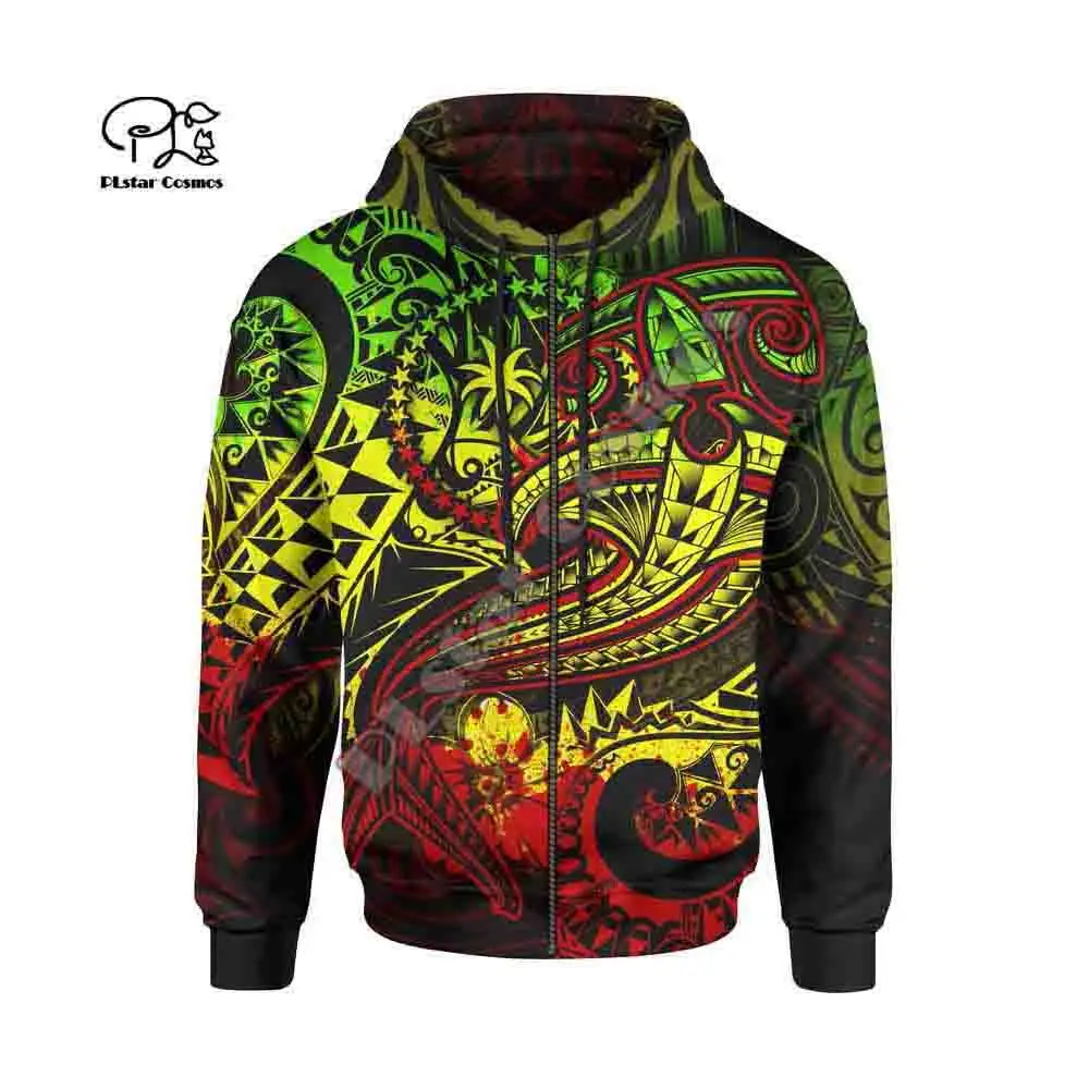 PLstar Cosmos 3DPrint Tribal Chuuk Polynesian Tropical Flowers Hibiscus Tattoos Harajuku Streetwear Funny Unisex Zip Hoodies-a5