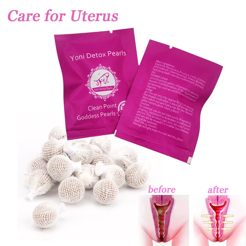 24pcs Vaginal Detox Pearls for Fibroids Chinese Medicine Swab Vaginal Tightening Tampons Uterus Discharge Toxins Gynaecology Pad