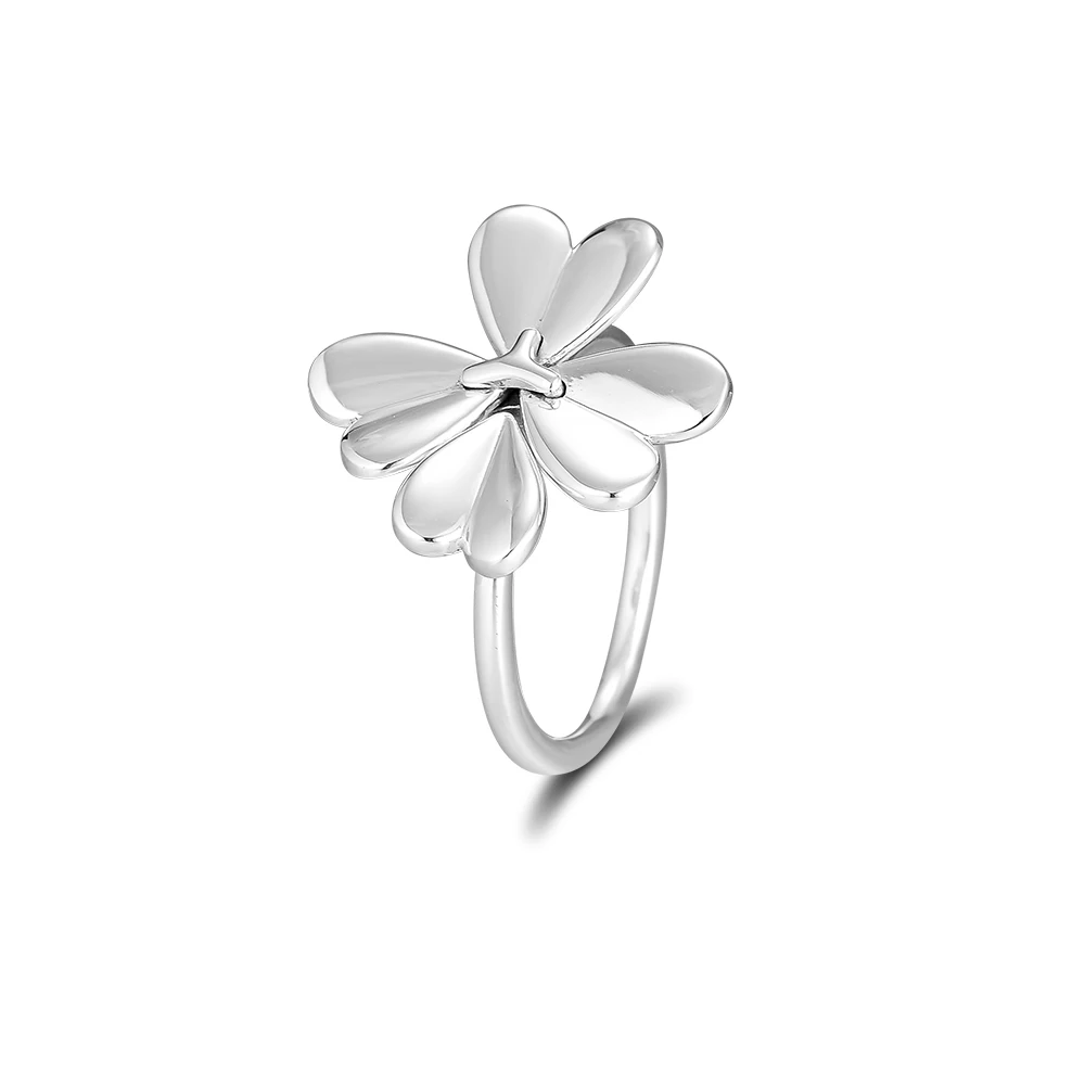 Spring Garden Moving Clover Ring Sterling Silver Jewelry For Woman Jewelry Make Up Fashion Jewelry Rings