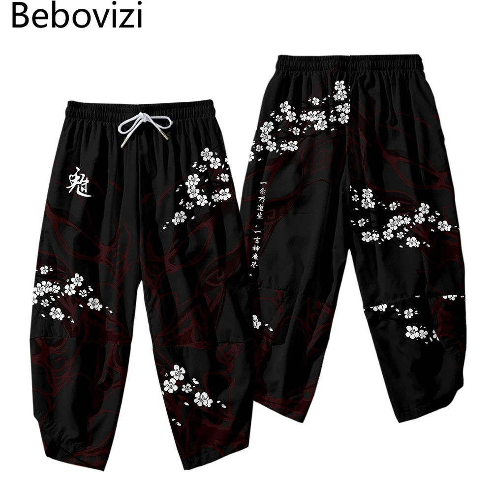 Styl japoński Kimono zestaw spodni mężczyzn Cosplay tradycyjny samuraj tajski Harem spodnie Harajuku Streetwear Vintage męskie spodnie