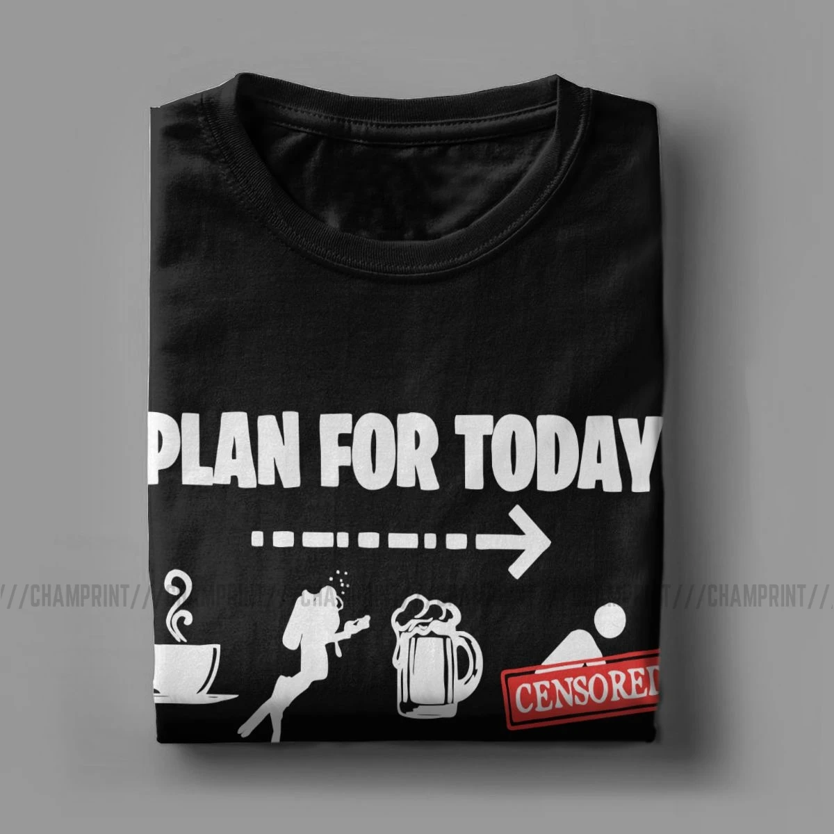 Casual Plan For Today Funny Coffe Dive Beer Sex T-Shirt Men Crew Neck T Shirts Diving Freediving Tee Shirt 5XL 6XL Clothes