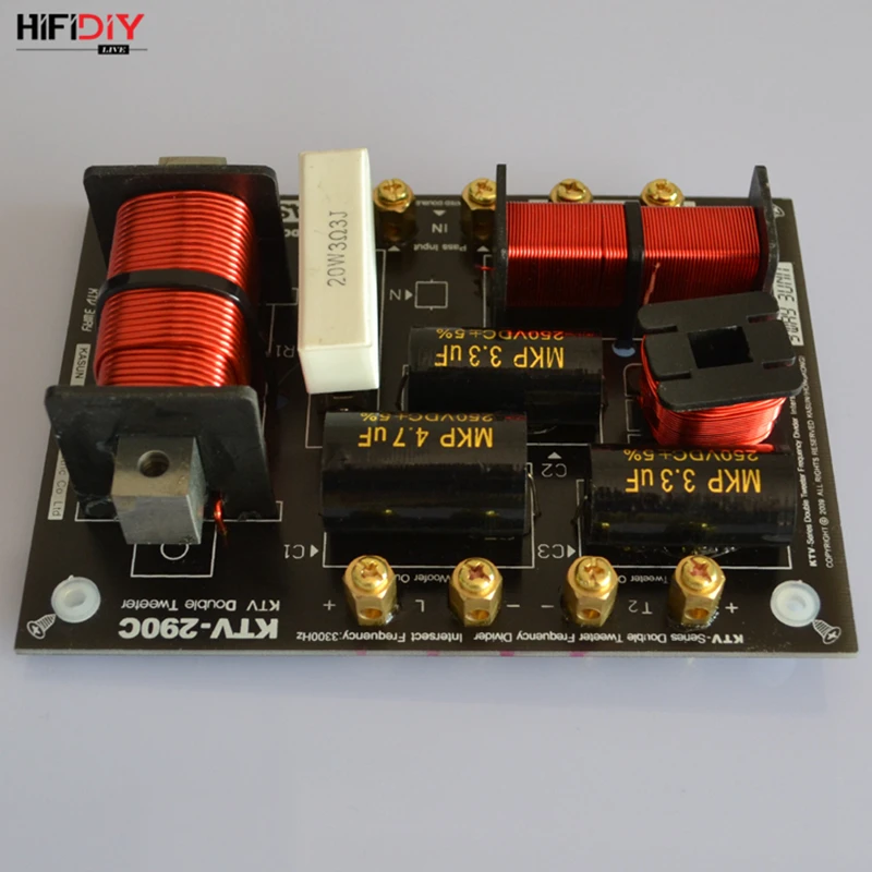 HIFIDIY KTV-290C 2 Way 3 speaker Double treble (Tweeter*2+ bass) Unit HiFi KTV Speakers audio Frequency Divider Crossover Filter