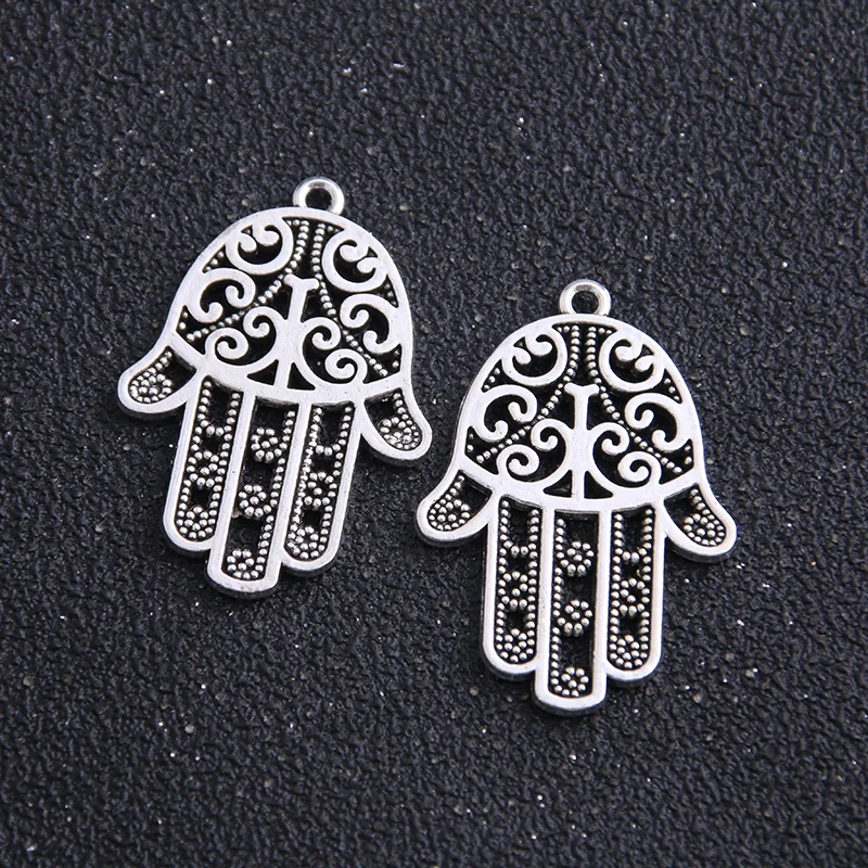 4pcs/lot 24*30mm  Three color Metal Alloy Hand of Fatima Charms Jewelry Hand Charms