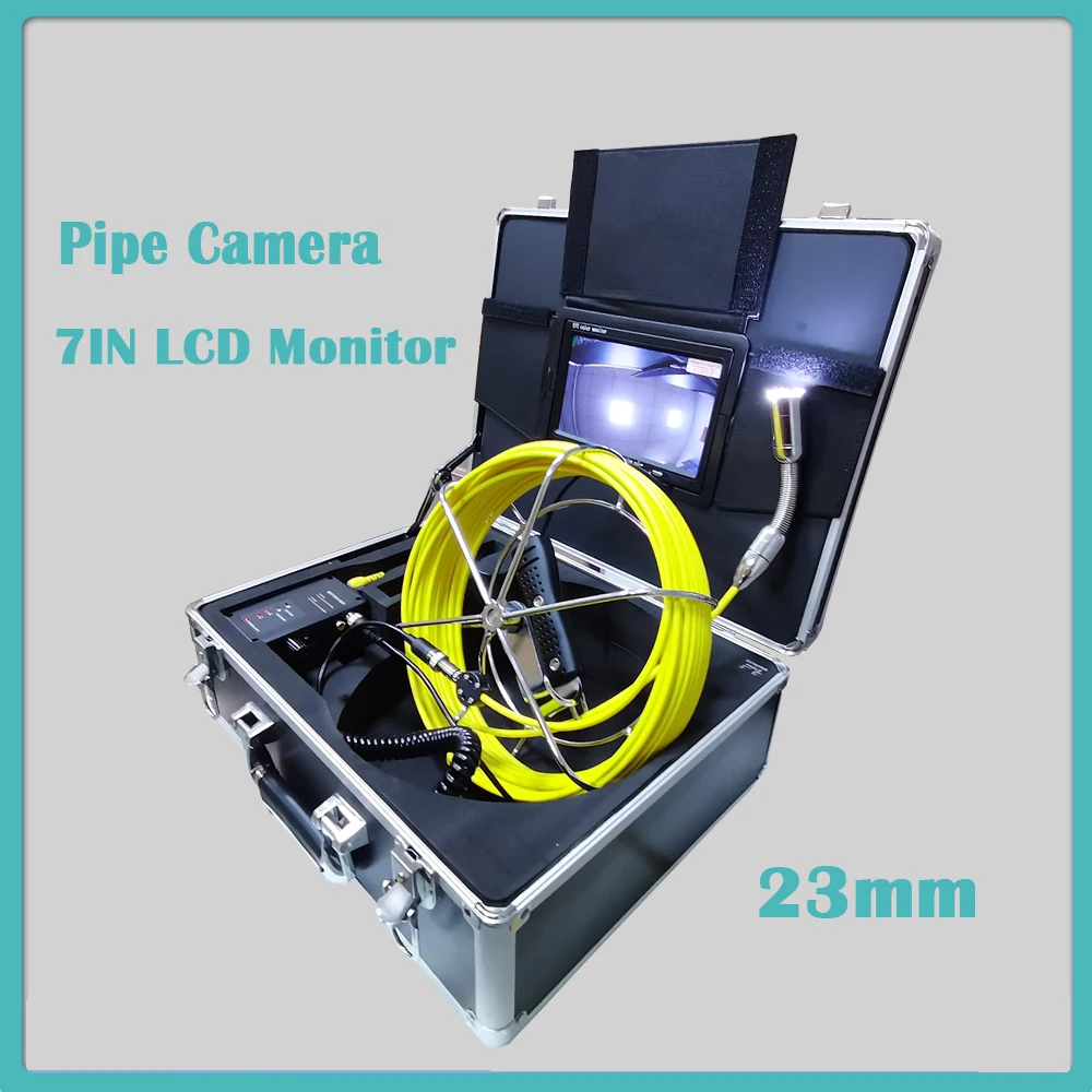 7inch Digital Monitor Pipeline Inspection Industrial System With DVR 23mm Waterproof Sewer Drain Pipe  Endoscope Camera 20-50m