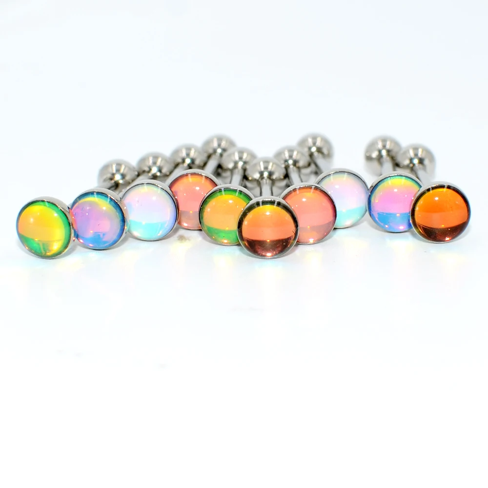 1PC Anti-Allergy Surgical Steel  Tongue Barbell Piercings Flash Film Bling Bling Tongue Barbell Rings Fashion Piercing Jewelry