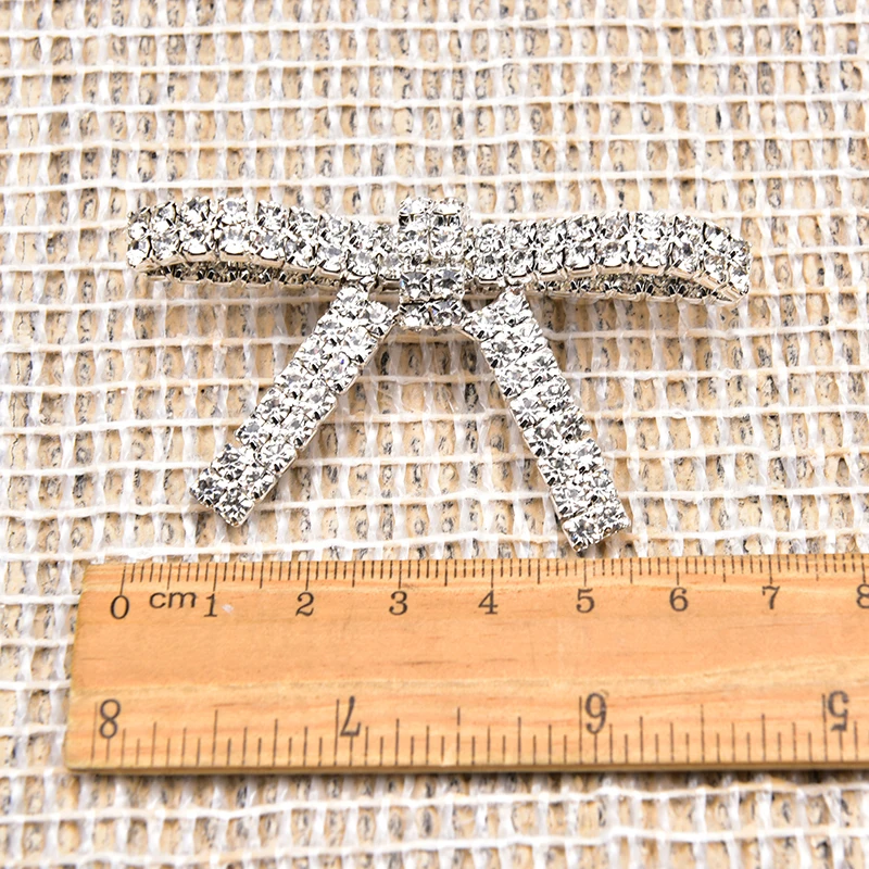 5Pcs Bling Rhinestone Bow Brooches For Clothing Embellishment Diy Bowknot Pin Elegant High Quality Crystal Party Wedding Dress