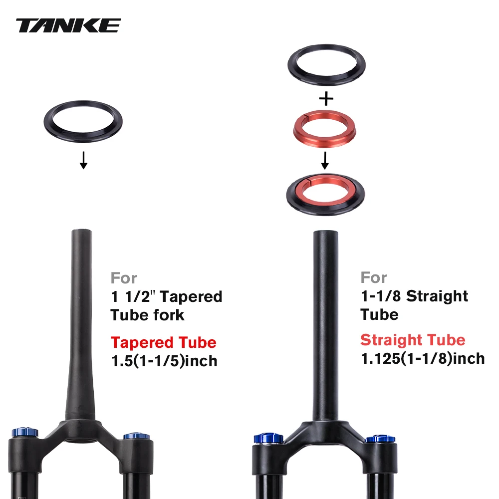 Groupe de bols de vélo de montagne TANKE-MTB, casque en alliage d'aluminium, roulement de fourche droite conique, 44-52mm,55mm,56mm,11/8 