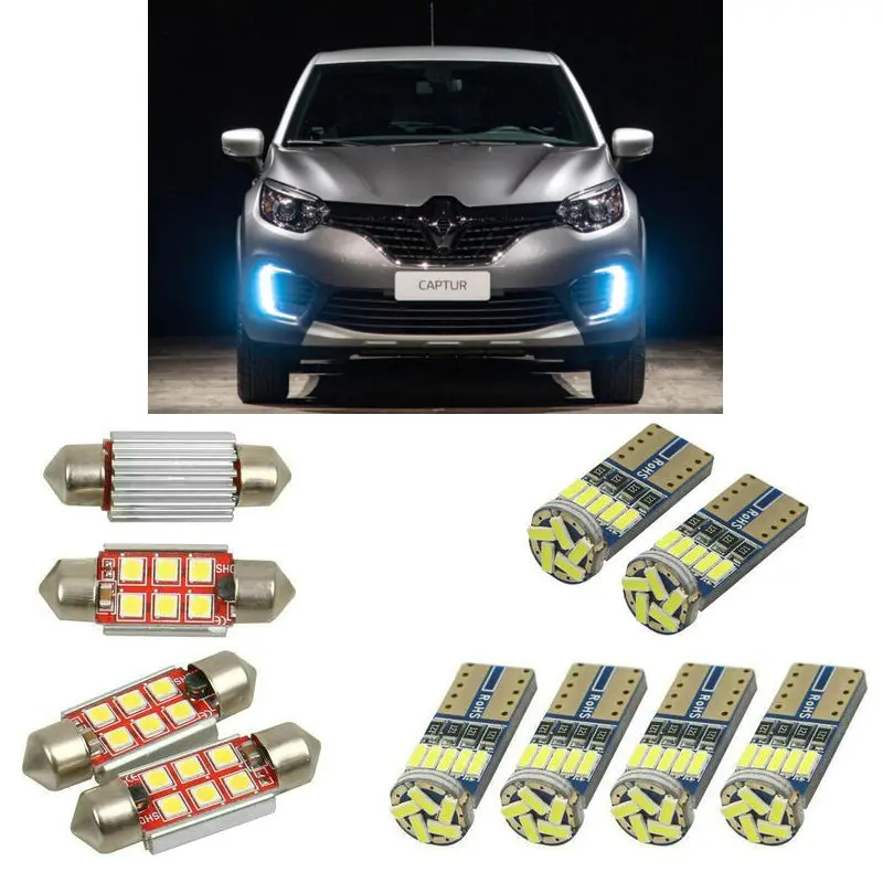 Interior led Car lights For Renault captur j5 h5 hatchback 2013 car accessories boot light License Plate Light 8pc