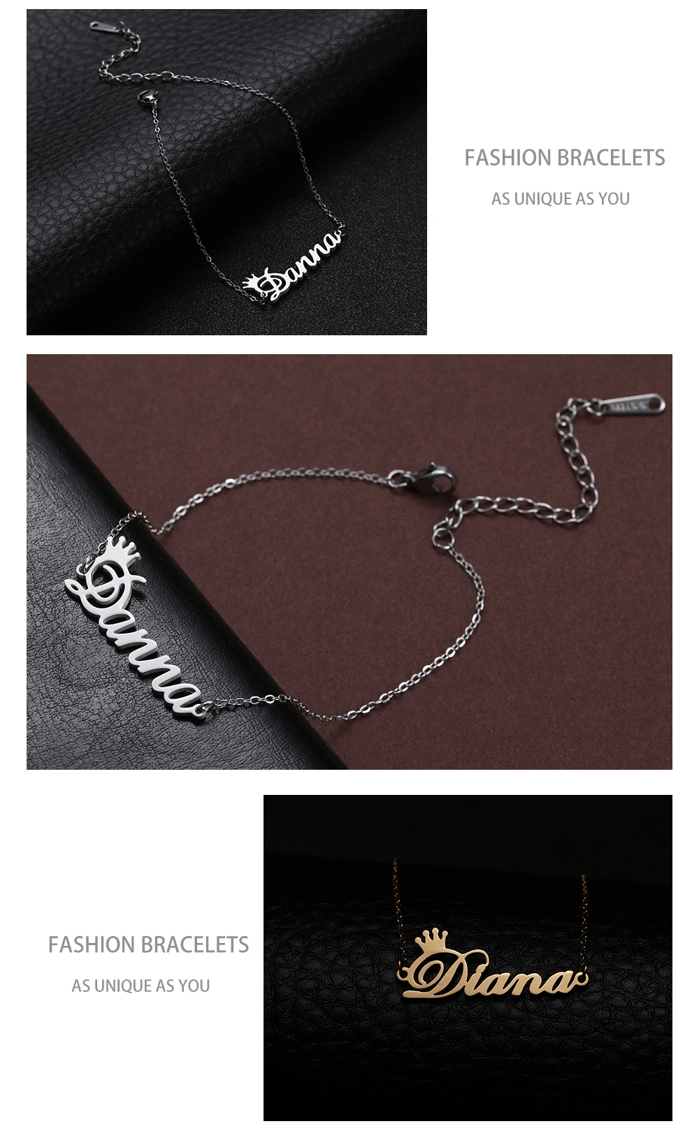 Sipuris Personalisierte Namensarmbänder mit Krone für Frauen, Edelstahl, Individuell Angepasst, Einzigartige Armband-Schmuckgeschenke – Detail 7