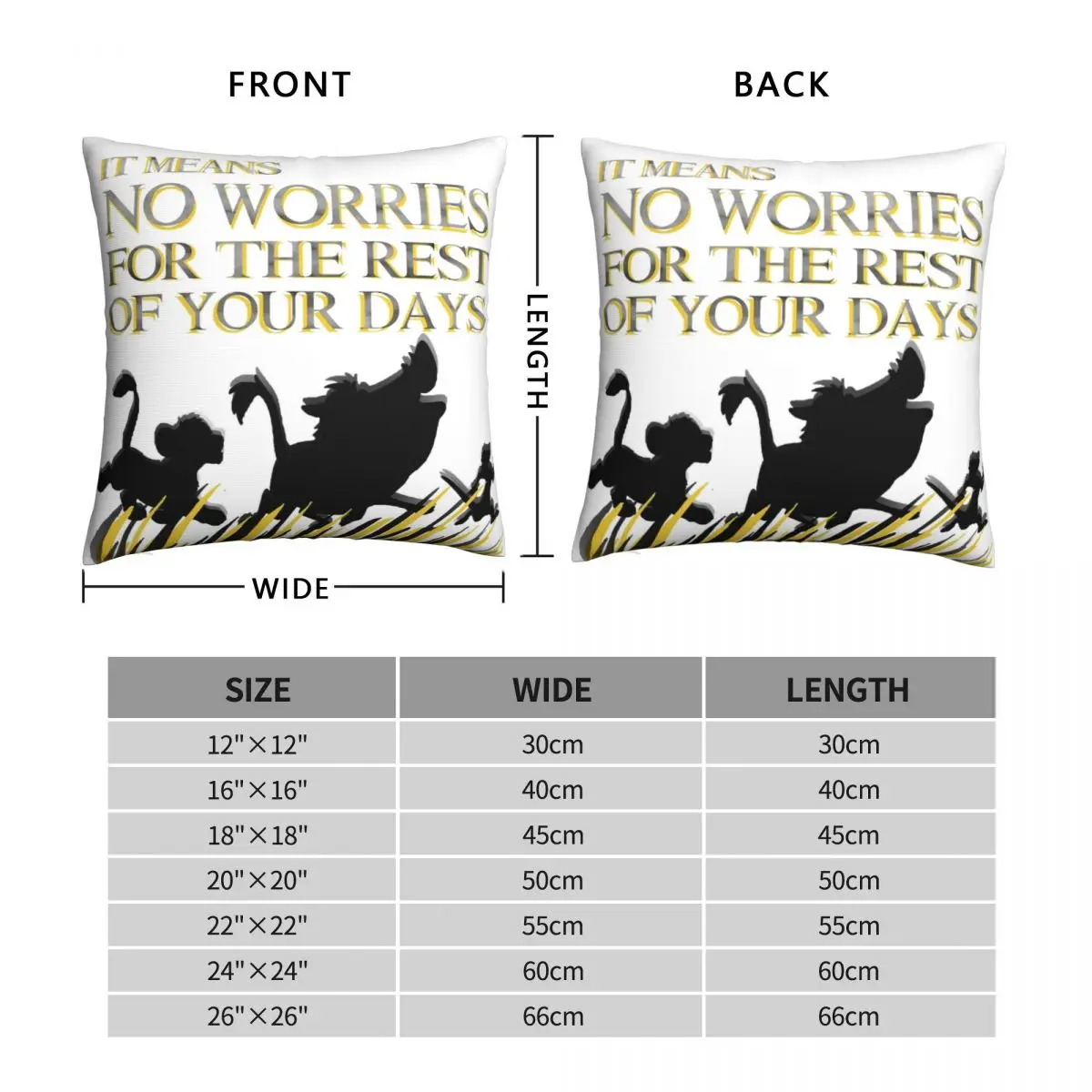 It Means No Worries For The Rest Of Your Days Square Pillowcase Polyester Linen Velvet Zip Decor Pillow Case Car Cushion Cover