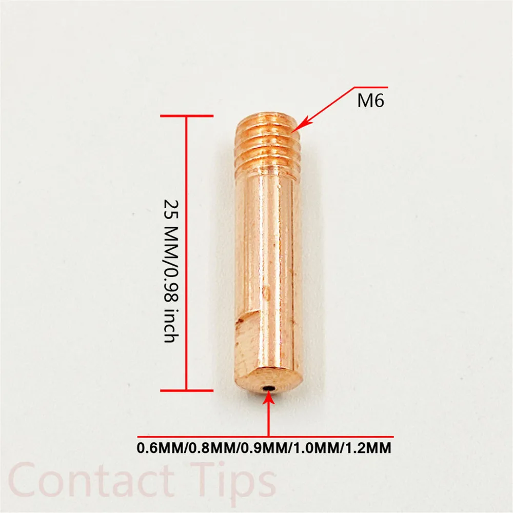 15AK Contact Tip CuCrZr/E-cu MIG Torch/Gun Consumables 0.6 0.8 0.9 1.0 1.2mm M6x25mm Welding Tips for MIG MAG Welding Torch