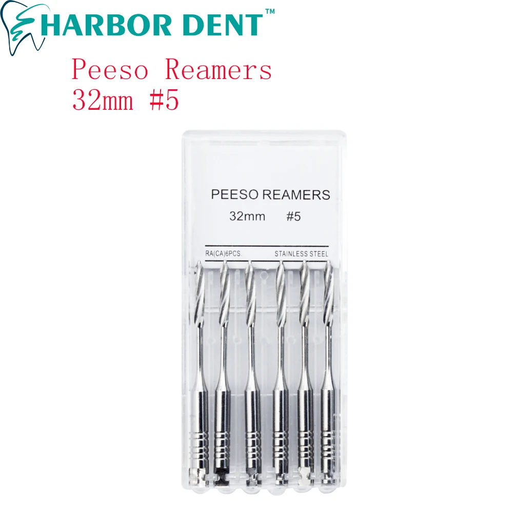 1 pacote (6 pces) reamer peeso dental 32mm reamers endodontic brocas peeso reamers endo arquivos largo dentista materiais