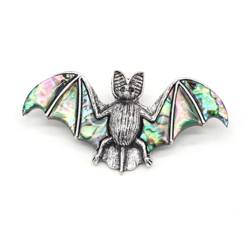 Shell Bat Brooch Natural Abalone Shell Bat-shaped Brooch Men and Women Fashion Wild for Jewelry Making DIY Accessories