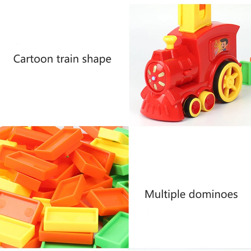 Building Blocks Toys Electric Automatic Licensing Display Domino Car Small Train Block Toy Game Educational Toy For Kids Gift