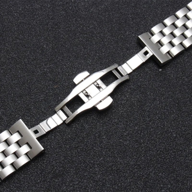 shengmeirui strap FOR IW men\'s watch strap Solid stainless steel bracelet 18MM 20MM 21MM 22MM Silver butterfly buckle watchband