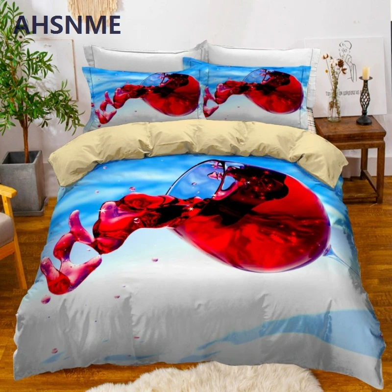 AHSNME Goblet Bedding Set Red Wine Juego de Cama High Digital Printing Duvet Cover Sets Dropshipping