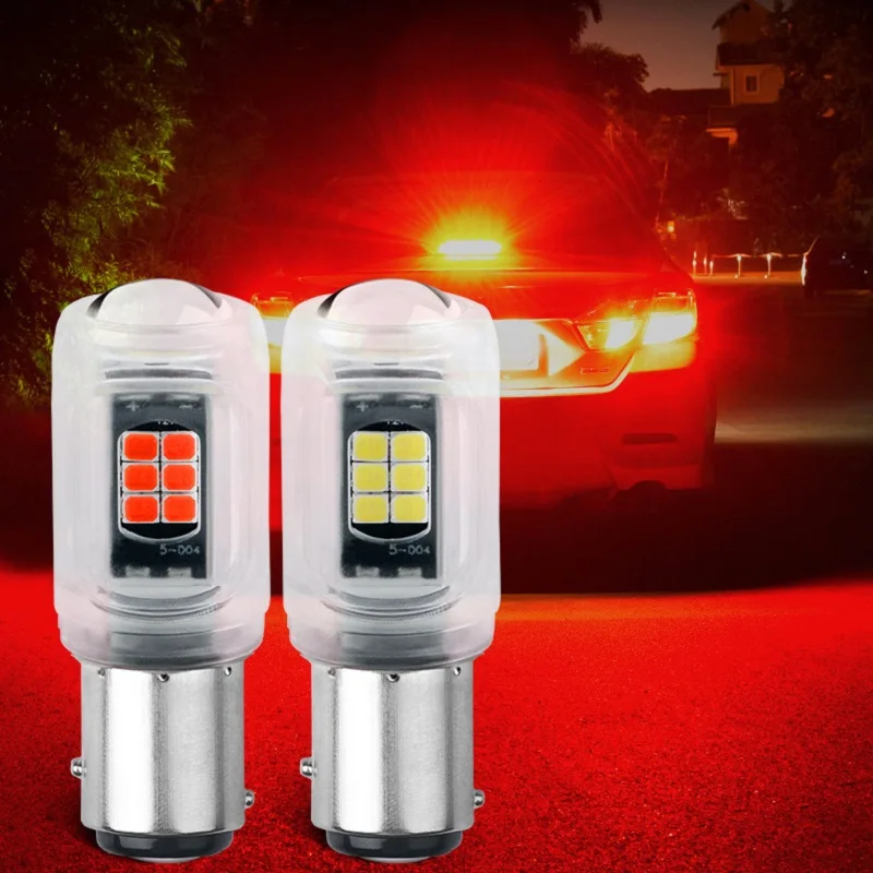 

2PCS Car Led Bulbs 1156 BA15S P21W 1157 Bay15d P21 5w 3030 16SMD Turn Signal Light Auto Reverse Parking Light Glass Shell White