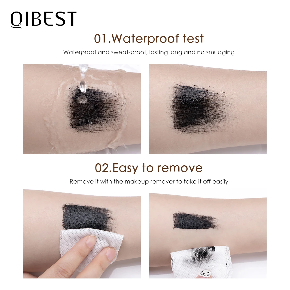 QIBEST Mascara 3D Black Lash Extension de cils Allongement des cils Brosse Étanche Curling Volume Express Cils Maquillage